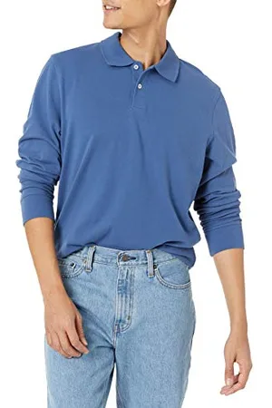 Amazon Herren Piqué-Poloshirt mit Langen Ärmeln in schmaler Passform, , L