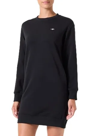 GANT Damen Shield C-Neck Sweat Dress Kleid, Black, Small