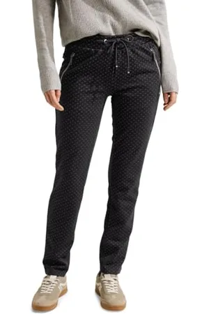 CECIL Damen B377017 Joggpants Gemustert, Black, SW / 30L