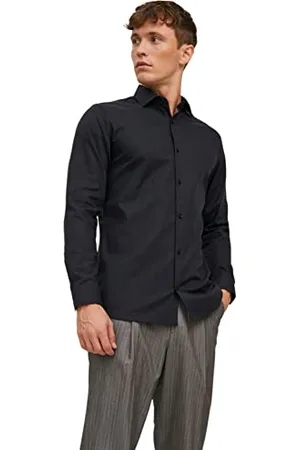 JACK & JONES Herren Freizeit Hemd JPRBLAPARKER Slim Fit Schwarz Blau XS-XXL, Größe:XS, Farbe:Black Slim FIT 12227385