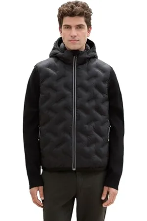 TOM TAILOR Herren 1041313 Hybrid Weste mit Kapuze, 29999-Black, L