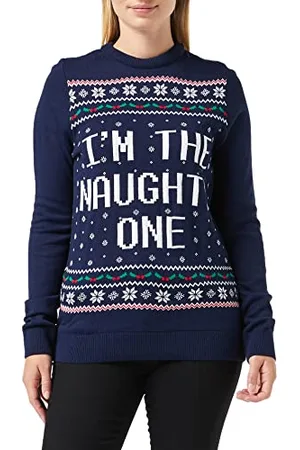 FM London Neuheit Weihnachtspullover für Damen | Damen Weihnachtspullover in Einer Reihe von Designs erhältlich | Geeignet für Weihnachtsfeiern und Arbeit während der Weihnachtszeit