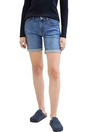 TOM TAILOR Damen Bermuda Jeans Shorts , light stone wash denim, 27