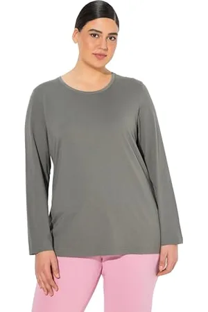 Ulla Popken Damen Shirt, Slim, Rundhalsausschnitt, Langarm-Shirt, , 50-52 EU