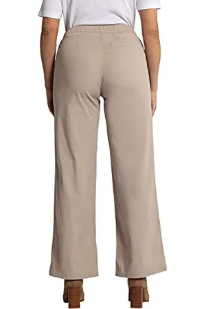 Ulla Popken Damen Chino Mary, Flatfront, teilelastischer Bund, weit, gerade Freizeithose, , 33W / 32L