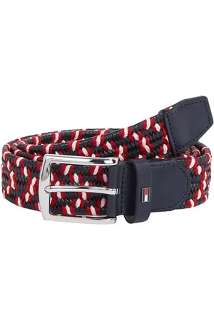 Tommy Hilfiger Herren Gürtel Denton Elastic Leather 3,5 cm Geflochten, Schwarz (Corp), 95 cm