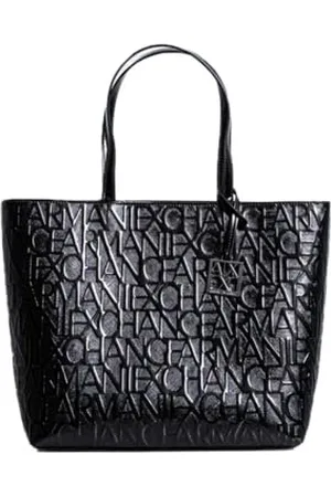 Armani Exchange Damen Schultertasche mit Griffen, Schwarz ( Black), 11x40x28 cm (B x H T)