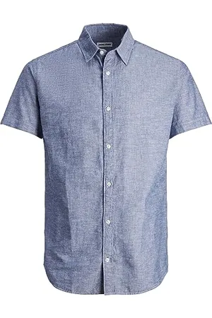 JACK & JONES Jungen Hemd Jjelinen Shirt Ss Sn Jnr EU 140 12248938, ,152
