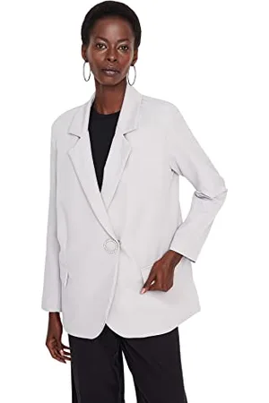 Trendyol Damen Damen Blazer Blazer Plain Webstoff Jacken & Westen Coat, Grau, 38 EU
