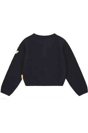 Steiff Strickjacke EU Größe 128 Navy, Mädchen Strick-Jacke, Kinderjacke mit Knopfleiste für leichtes Anziehen, warme und Bequeme Strickjacke, waschmaschinenfest