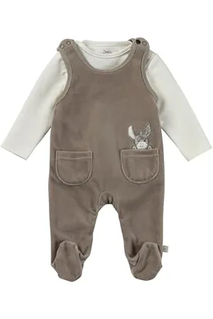 Sterntaler Strampler Set Emmi - Baby Strampler aus Nicki mit Esel Emmi Applikation - mit Langarm Shirt - Drucknöpfe im Schritt - bequemer Unisex Zweiteiler ab Geburt - , Größe 56