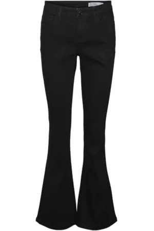 VERO MODA Damen Vmelly Mr Flared Jeans Blk Schlagjeans, , S / 32L