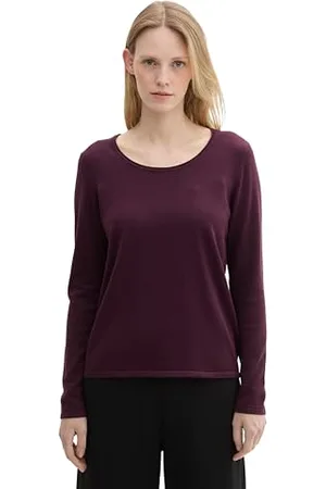 TOM TAILOR Damen Basic Pullover mit Rundhalsausschnitt, , L