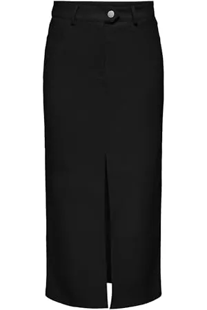 ONLY Damen ONLRIMA Faux Leather Long Skirt OTW Rock, Black, 40