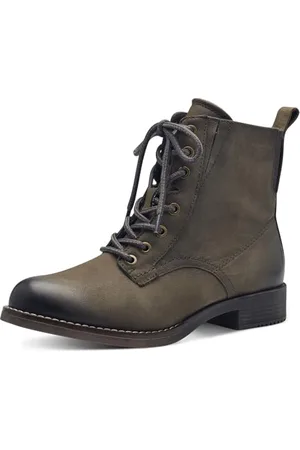 Tamaris COMFORT Damen Stiefeletten zum Schnüren mit Reißverschluss Herbst, Grün , 44 EU