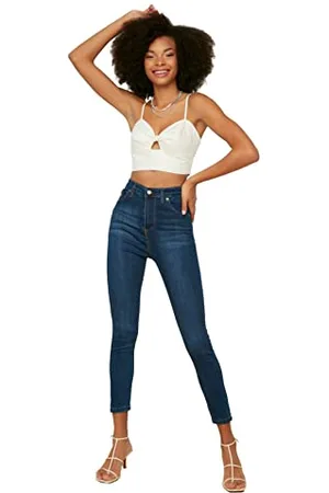 Trendyol Damen High Waist Skinny Jeans, Marineblau, 40 EU