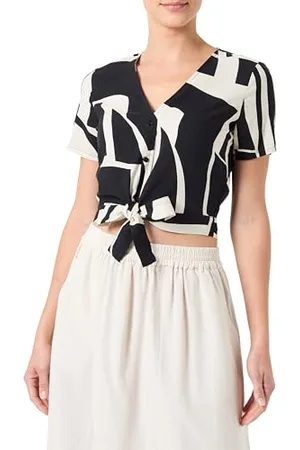 VERO MODA Damen VMEASY Joy S/S TIE Shirt WVN GA Kurzarmbluse, ,L