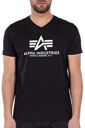 Alpha Industries Herren Basic V-Neck T-Shirt, Black, L