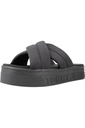 Tommy Hilfiger Damen Sandalen Lettering Flatform Sandal Sommer, (Black), 37