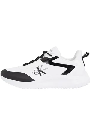 Calvin Klein Herren Runner Sneaker Eva Runner Low Lace Mix ohne Schnüren, Weiß (Bright White/Black), 46