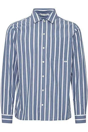 Casual Friday CFAlvin LS Wide Stripe Shirt Herren Freizeithemd Hemd Club-Kragen hochwertige Baumwoll-Qualität, Größe:S, Farbe:Bijou Blue (183921)