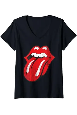 The Rolling Stones Rolling Stones Offizielle Zunge im Used-Look T-Shirt mit V-Ausschnitt