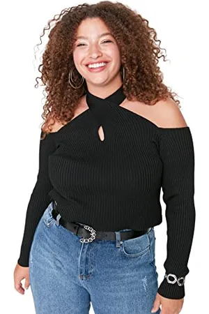 Trendyol Damen Tbbaw23an00050/Siyah Sweatshirt, , 5XL