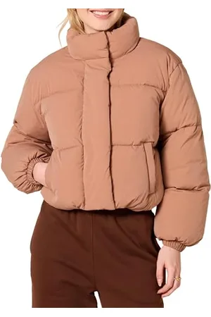 Amazon Damen Kurze Steppjacke Mit Durchgehendem Reißverschluss (Aus Mattem Oder Sherpa Fleece, Gesteppt), , M