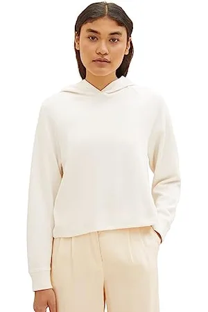 TOM TAILOR Damen 1038374 Basic Hoodie, 10348-Gardenia White, XL
