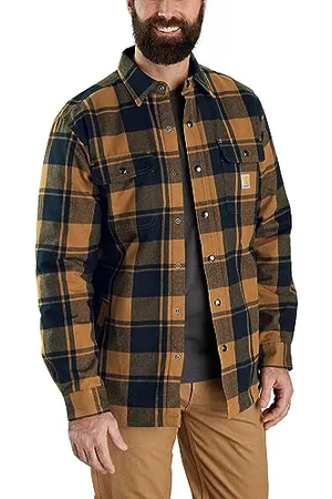 Carhartt Herren Übergangsjacke Flannel Sherpa-Lined, Farbe: Brown, Größe:S