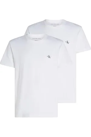 Calvin Klein Jeans Herren 2 Pack Monologo T-shirt J30j320199 Kurzarm T-Shirts, Weiß , L