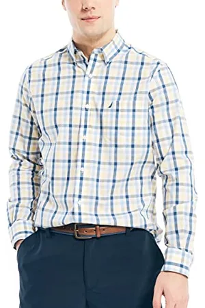 Nautica Herren Wrinkle Resistant Long Sleeve Front Shirt Hemd mit Button-Down-Kragen, , Mittel