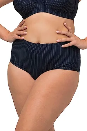 Ulla Popken Damen Midislips, 2er-Pack, Nadelstreifen, höher geschnitten Slip, , 58-60