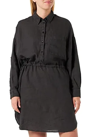 Replay Damen Kleid Langarm Knielang, (Schwarz), M