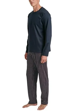 Calida Relax Comfy Pyjama, lang Herren, aus 100% Dicker Baumwolle