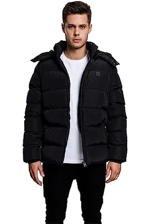 Urban classics Herren Hooded Puffer Jacket with Quilted Interior Jacke, Black, 3XL