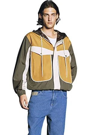 Trendyol Herren Herren Design Regular Basic Colorblock Webstoff Winterjacke Coat, Mehrfarbig, L EU