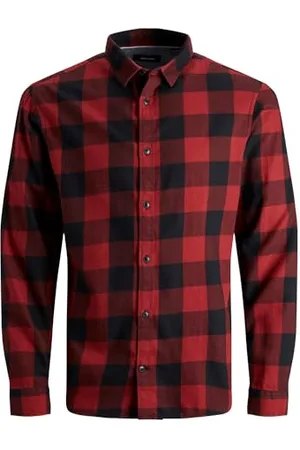 JACK & JONES Jungen Hemd JJEGINGHAM Twill Shirt L/S NOOS JNR (DE/NL/SE/PL, Numerisch, 164, Regular, Brick red)