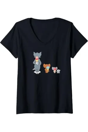 Tom And Jerry Damen Ice Cream Secret T-Shirt mit V-Ausschnitt