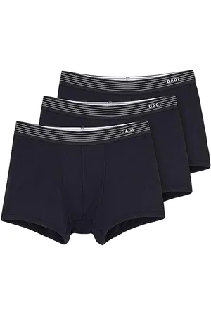Dagi 3er Pack Herren Indigo Boxershorts, Herren Unterhose, Unterwäsche, Elasthan, Modal, Regular Fit, Kurzes Bein, Strickstoff, S-2XL | XXL