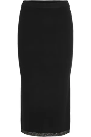 VILA Viril Glitter Midi Knit Skirt