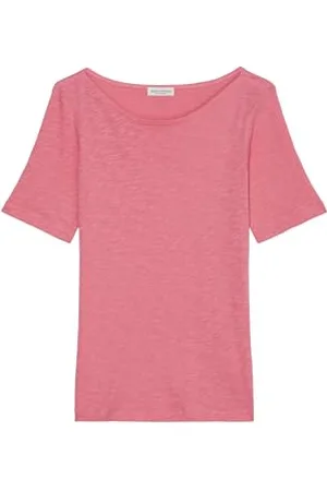 Marc O’ Polo Marc OߴPolo Damen T-Shirt aus Bio-Baumwolle mit U-Boot-Ausschnitt, Rosa (Melon Red), S