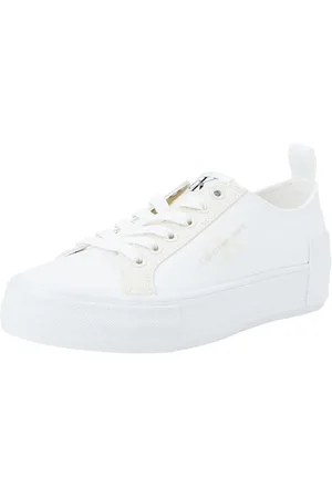 Calvin Klein Jeans Damen Vulcanized Sneaker Flatform Low Schuhe, Weiß (Creamy White/White/Whisper Pink), 37