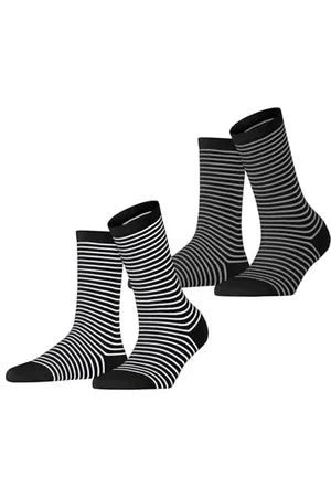 ESPRIT Damen Socken Fine Line Multipack W So Baumwolle gemustert 2 Paar, , 35-38