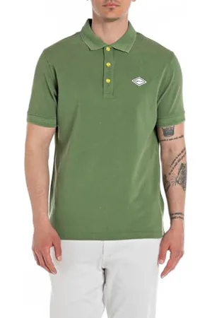 Replay Herren Poloshirt Kurzarm aus Baumwolle, Combat Green 830 (Grün), L