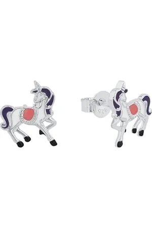 Prinzessin Lillifee Ohrstecker 925 Sterling Mädchen Kinder Ohrschmuck, 1 cm, , Einhorn, Kommt in Schmuck Geschenk Box, 2034216