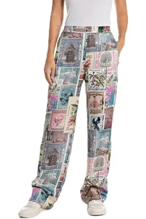 Replay Damen Stoffhose aus Viskose, Mehrfarbig (Multicolor 010), S
