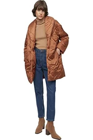 Trendyol Damen Damen Oversize Puffer Plain Webstoff Winterjacke Coat, Braun, L EU