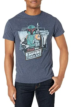 STAR WARS Herren The Boba Fett Kurzarm T-Shirt, Marineblau meliert, Groß