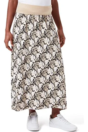 ESPRIT Damen Skirt Jersey Long Under The Belly Allover Print Rock, , 38 EU